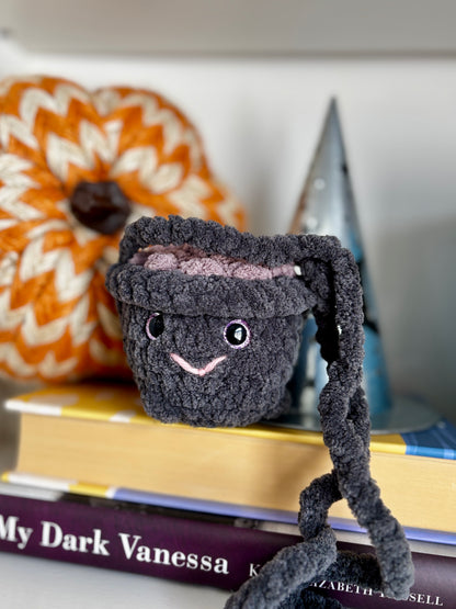 Smiling Cauldron Plush - Handmade Crochet Magic Pot (4 Top Colors Available)