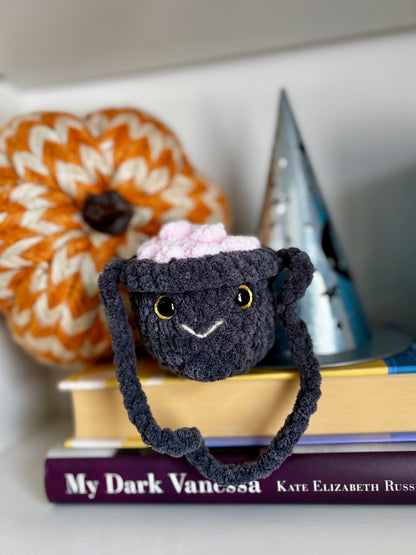 Smiling Cauldron Plush - Handmade Crochet Magic Pot (4 Top Colors Available)