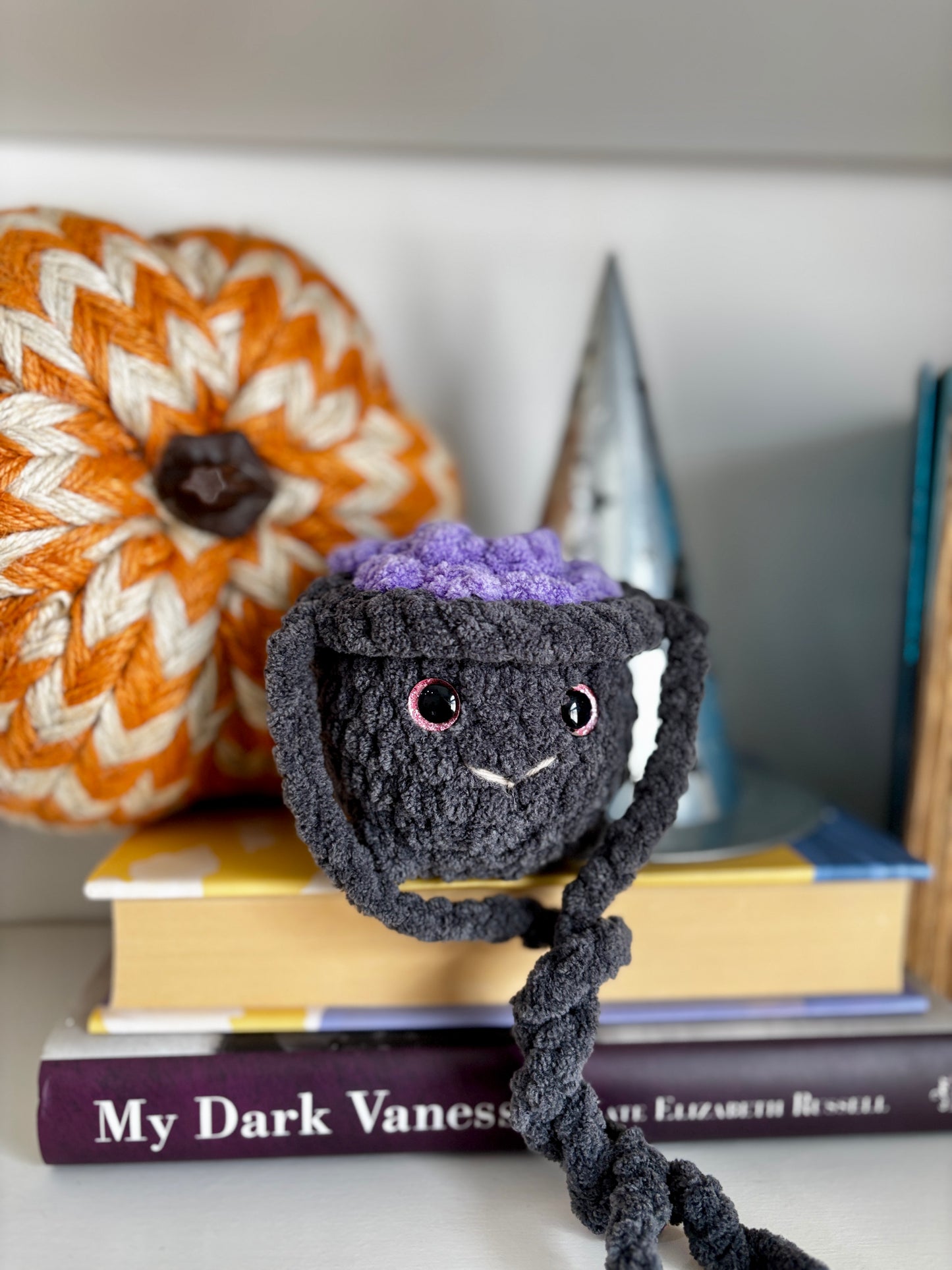 Smiling Cauldron Plush - Handmade Crochet Magic Pot (4 Top Colors Available)