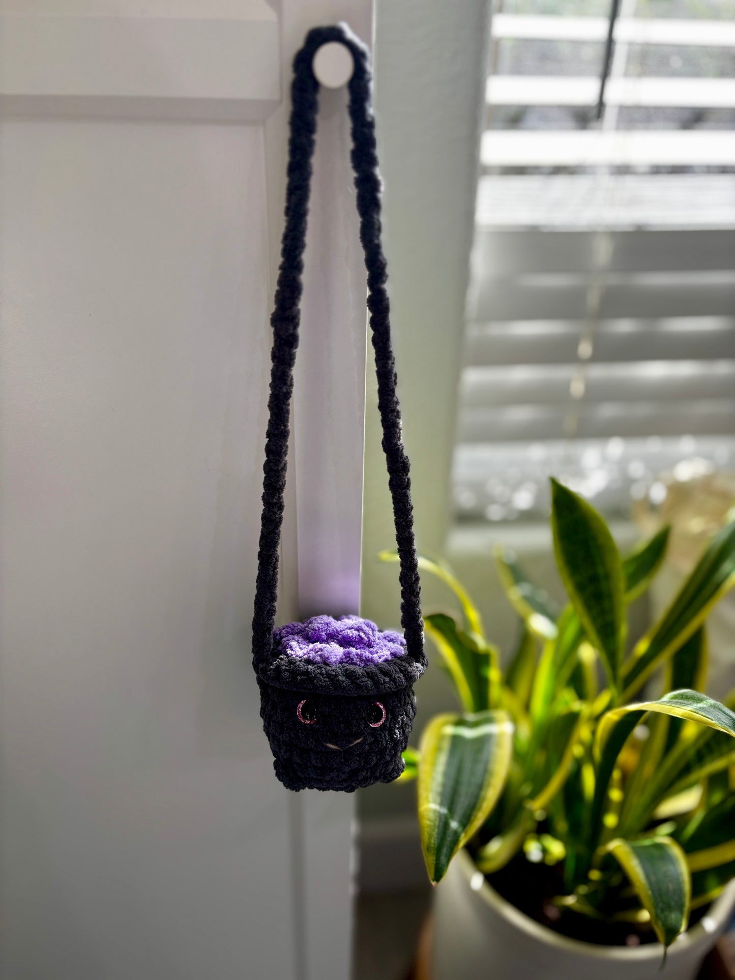 Smiling Cauldron Plush - Handmade Crochet Magic Pot (4 Top Colors Available)