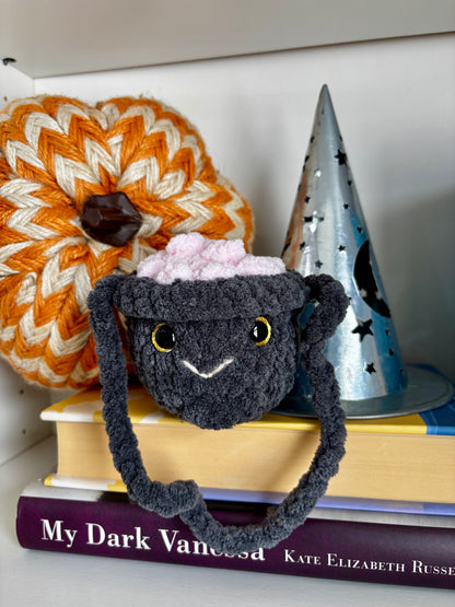 Smiling Cauldron Plush - Handmade Crochet Magic Pot (4 Top Colors Available)