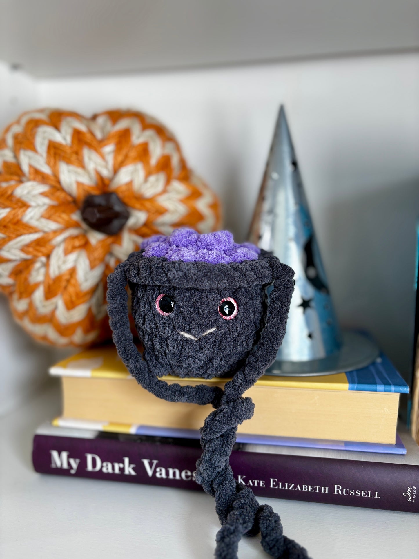 Smiling Cauldron Plush - Handmade Crochet Magic Pot (4 Top Colors Available)