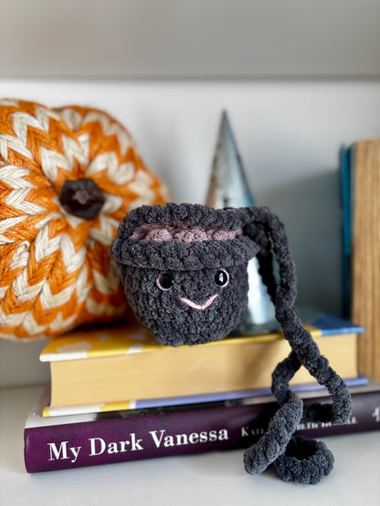 Smiling Cauldron Plush - Handmade Crochet Magic Pot (4 Top Colors Available)