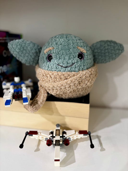 Cozy Green Alien Plushie - Handmade Crochet Friend