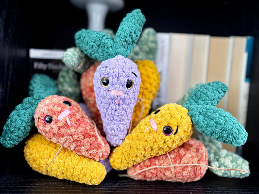 Carrot Patch Plushies - Handmade Crochet Veggie Friends
