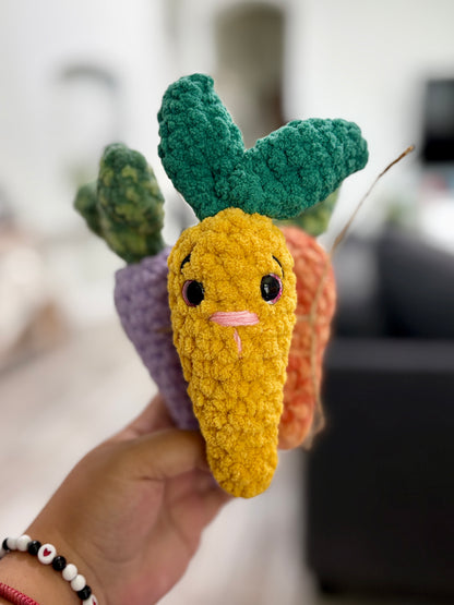 Carrot Patch Plushies - Handmade Crochet Veggie Friends
