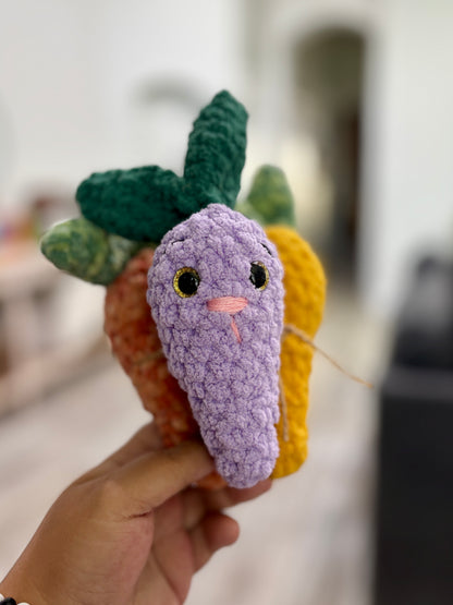 Carrot Patch Plushies - Handmade Crochet Veggie Friends