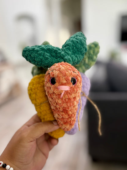 Carrot Patch Plushies - Handmade Crochet Veggie Friends